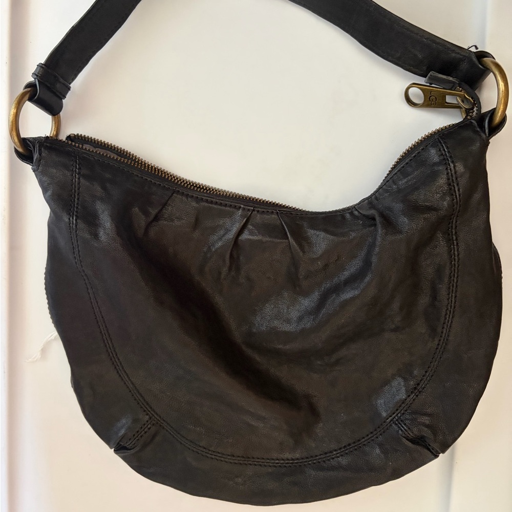 UGG Black Leather Hobo Shoulder Bag